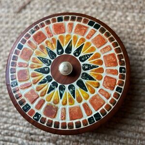 🟤🟠 Fricke & Nacke Mid Century 1960s Tin Footed Container with Lid